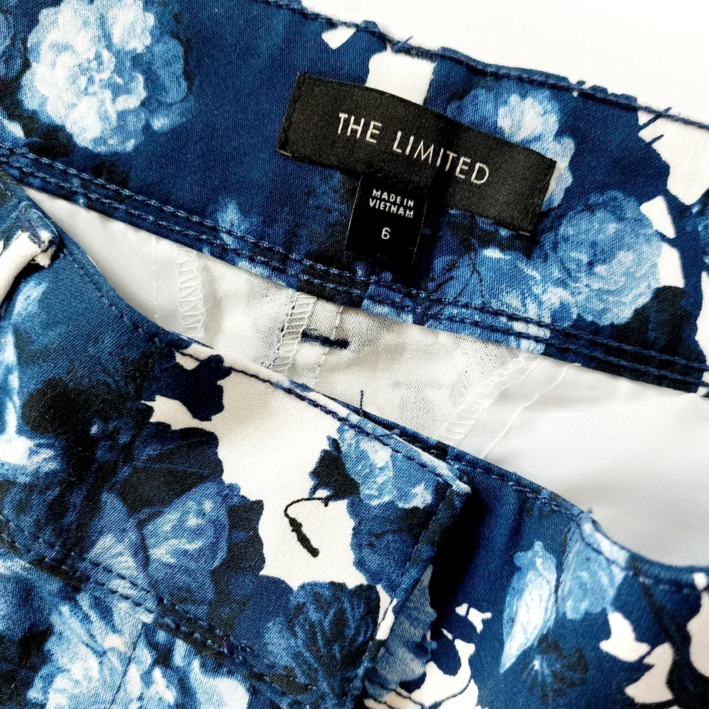 Blue Floral‎ Print Midi Tailored Shorts The Limited size 6 Flat Front 4